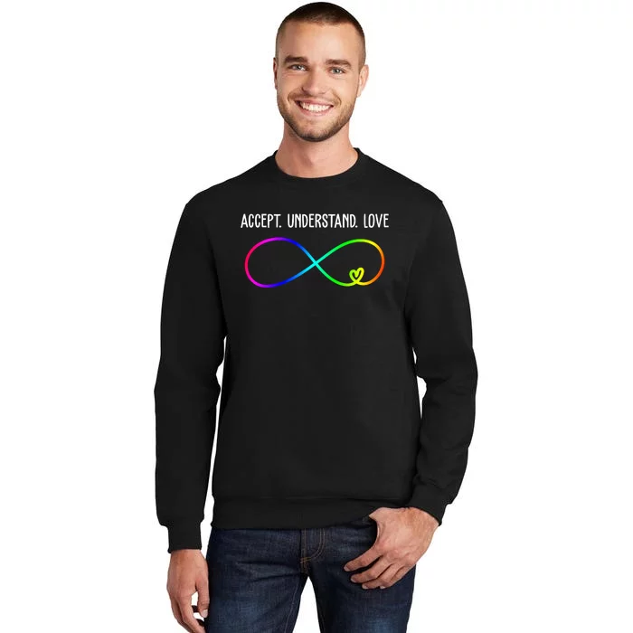 Accept Under Love Neurodiversity Autism Rainbow Tall Sweatshirt