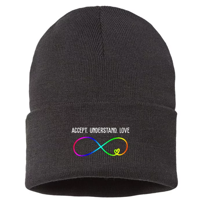 Accept Under Love Neurodiversity Autism Rainbow Sustainable Knit Beanie