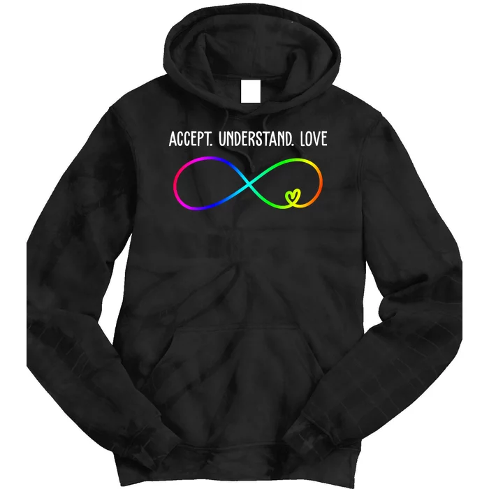 Accept Under Love Neurodiversity Autism Rainbow Tie Dye Hoodie