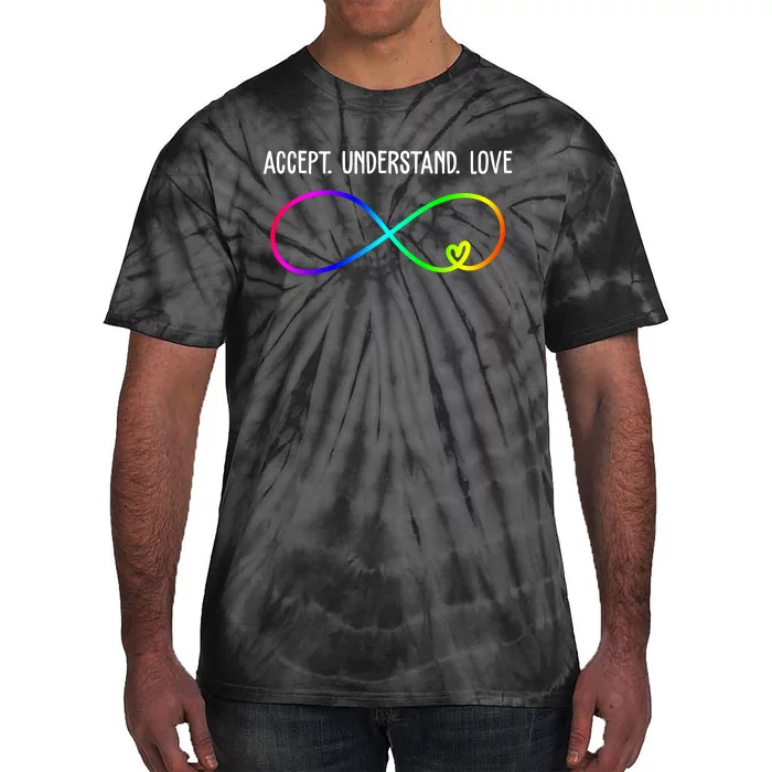 Accept Under Love Neurodiversity Autism Rainbow Tie-Dye T-Shirt