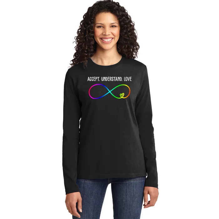 Accept Under Love Neurodiversity Autism Rainbow Ladies Long Sleeve Shirt