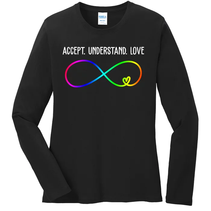 Accept Under Love Neurodiversity Autism Rainbow Ladies Long Sleeve Shirt