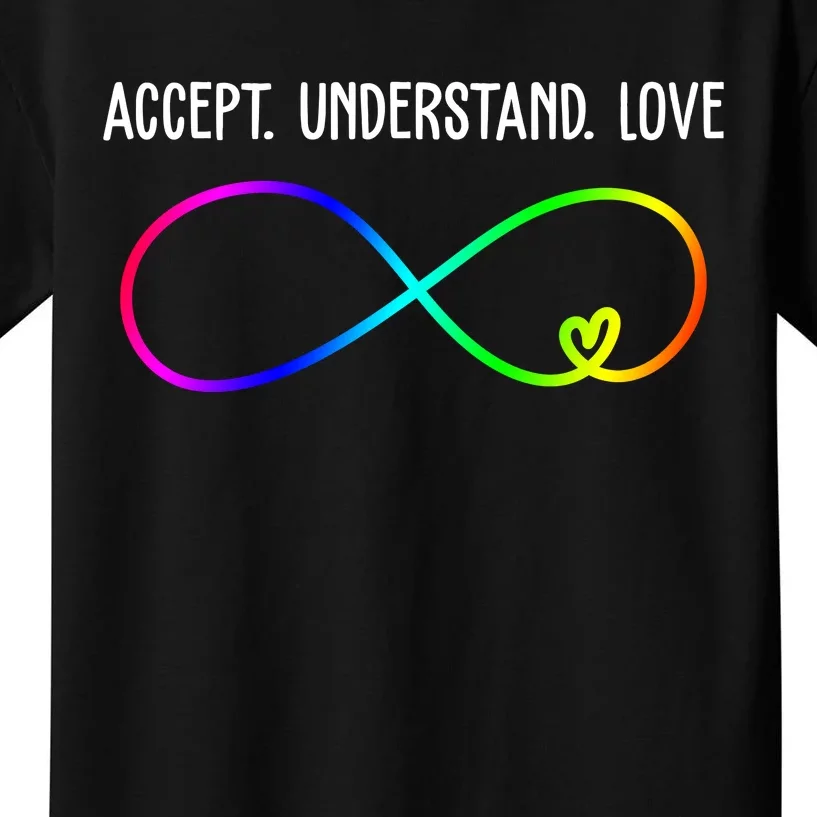 Accept Under Love Neurodiversity Autism Rainbow Kids T-Shirt