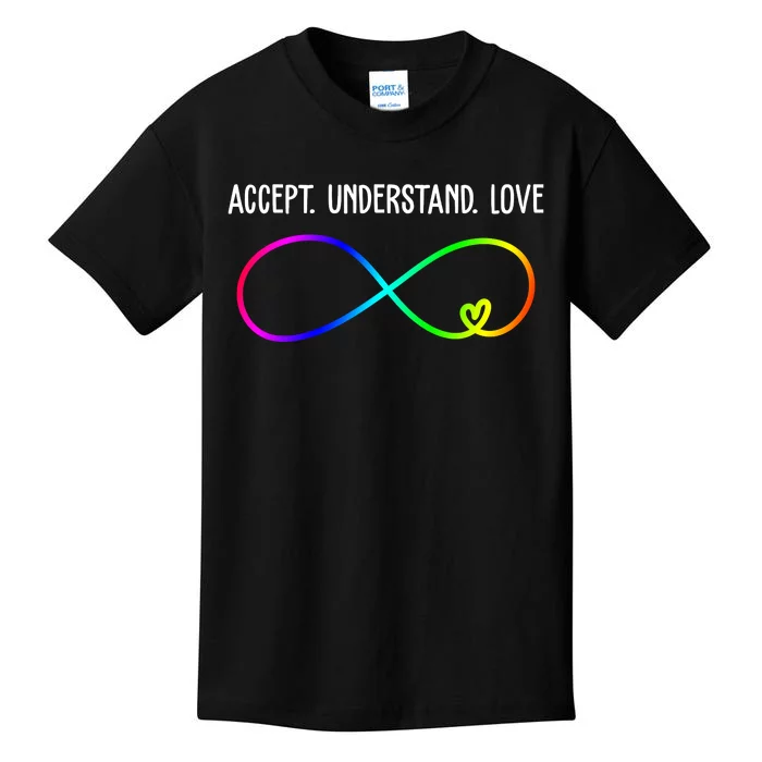 Accept Under Love Neurodiversity Autism Rainbow Kids T-Shirt