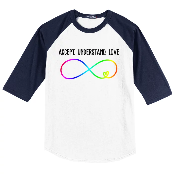 Accept Under Love Neurodiversity Autism Rainbow Baseball Sleeve Shirt