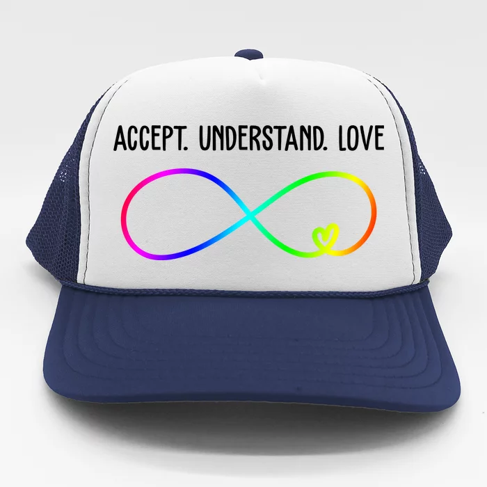 Accept Under Love Neurodiversity Autism Rainbow Trucker Hat