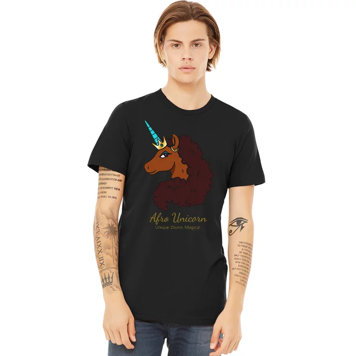 Afro Unicorn Large Portrait V2 Premium T-Shirt