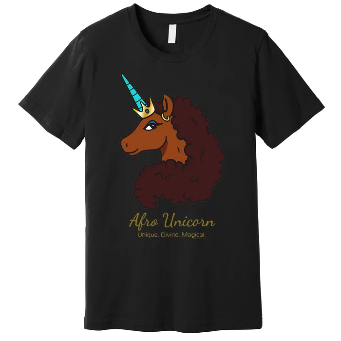 Afro Unicorn Large Portrait V2 Premium T-Shirt