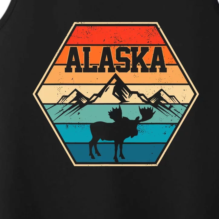 Alaska USA Mountain Hiking Vintage Retro Gift Performance Tank