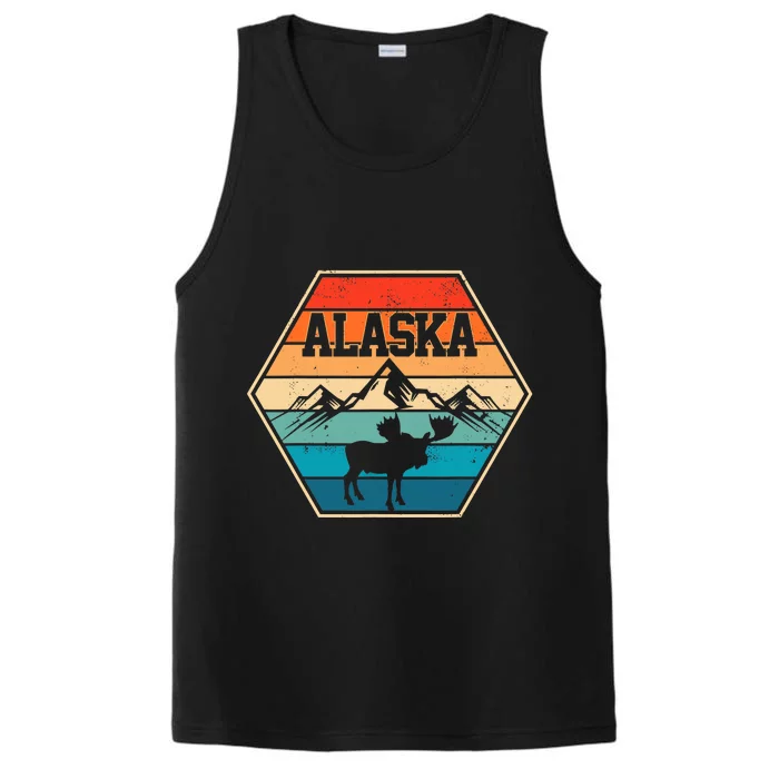 Alaska USA Mountain Hiking Vintage Retro Gift Performance Tank