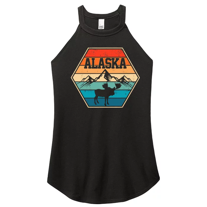 Alaska USA Mountain Hiking Vintage Retro Gift Women’s Perfect Tri Rocker Tank