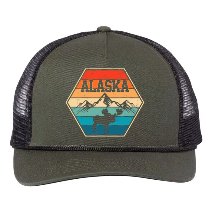 Alaska USA Mountain Hiking Vintage Retro Gift Retro Rope Trucker Hat Cap