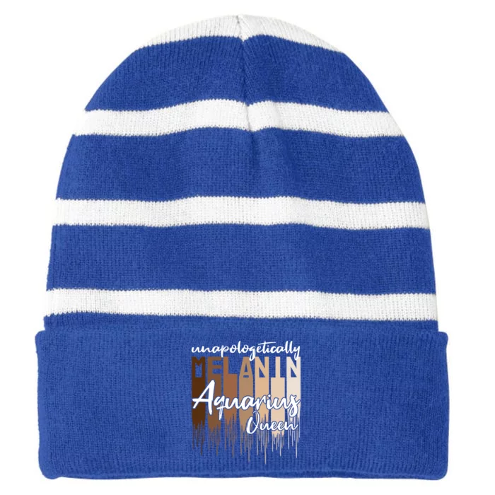 Aquarius Unapologetically Melanin Queen For Black Funny Gift Striped Beanie with Solid Band