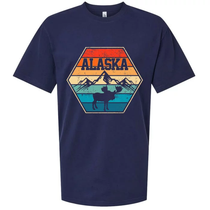 Alaska USA Mountain Hiking Vintage Retro Gift Sueded Cloud Jersey T-Shirt