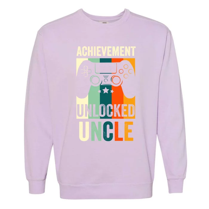 Achievet Unlocked New Uncle Gift For Gamers Gift Garment-Dyed Sweatshirt