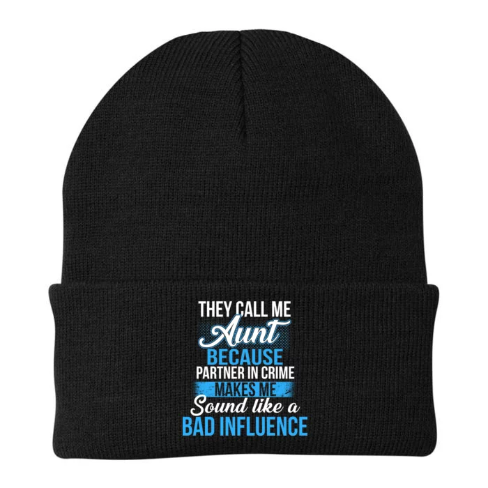 Aunt Partner In Crime Bad Influence Knit Cap Winter Beanie