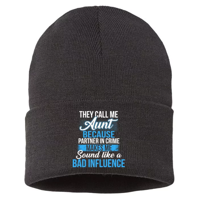 Aunt Partner In Crime Bad Influence Sustainable Knit Beanie