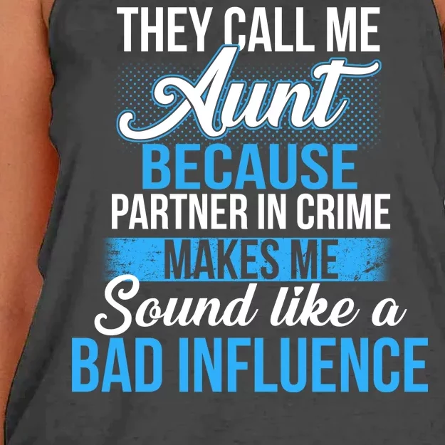 Aunt Partner In Crime Bad Influence Women's Knotted Racerback Tank