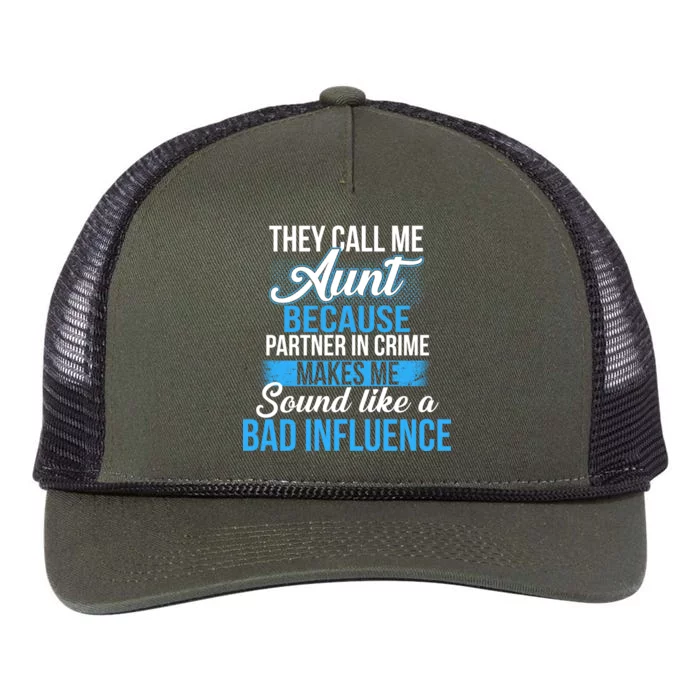 Aunt Partner In Crime Bad Influence Retro Rope Trucker Hat Cap