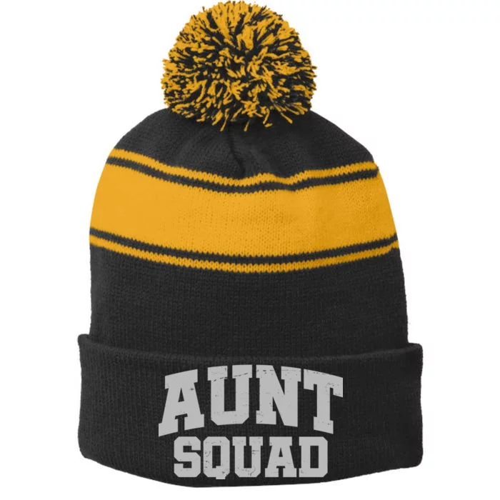 Aunt Squad Stripe Pom Pom Beanie