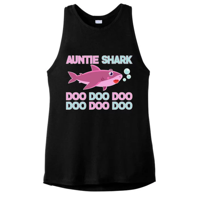 Auntie Shark Doo Doo Doo Ladies Tri-Blend Wicking Tank