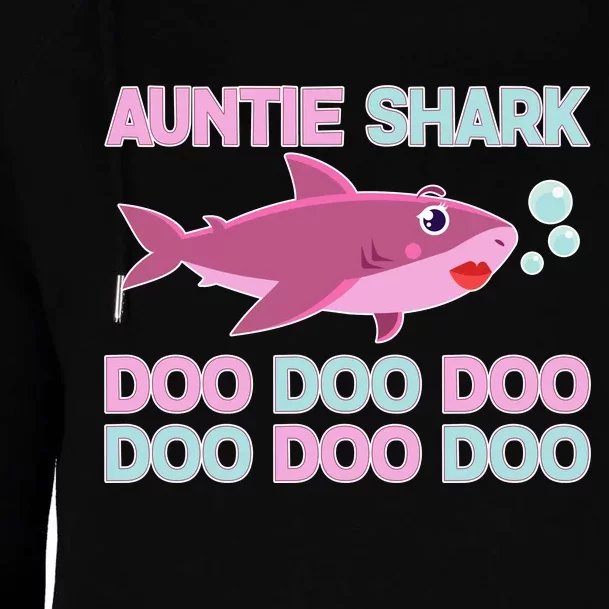 Auntie Shark Doo Doo Doo Womens Funnel Neck Pullover Hood