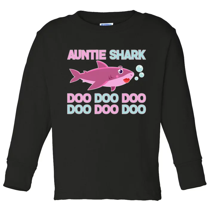 Auntie Shark Doo Doo Doo Toddler Long Sleeve Shirt