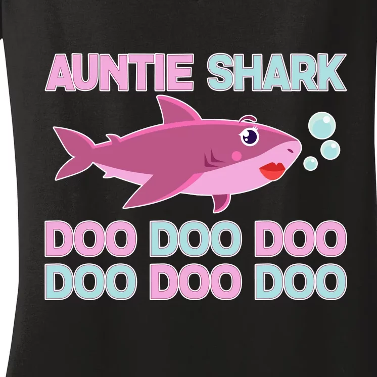 Auntie Shark Doo Doo Doo Women's V-Neck T-Shirt