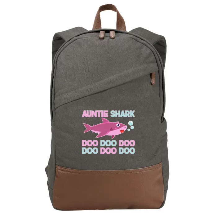 Auntie Shark Doo Doo Doo Cotton Canvas Backpack