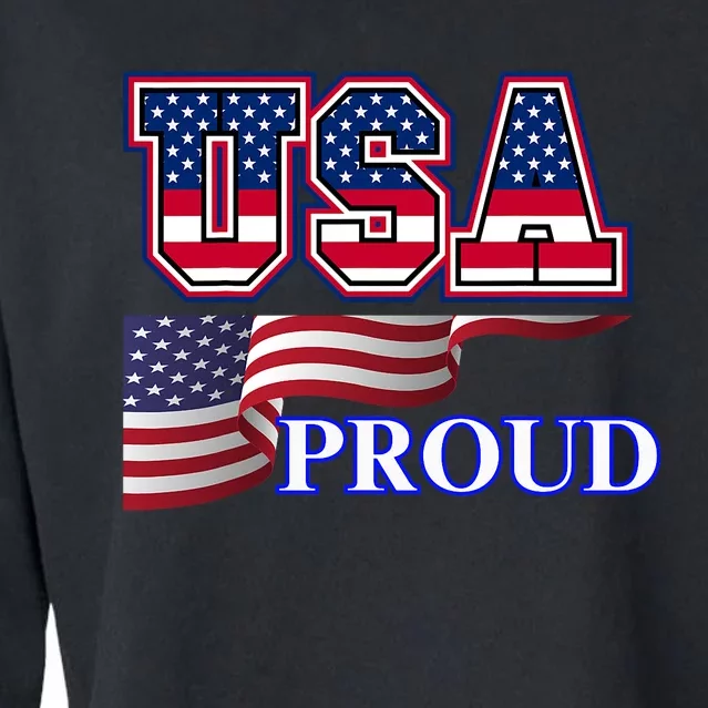 Adult Usa Proud National American Flag Pride Cropped Pullover Crew