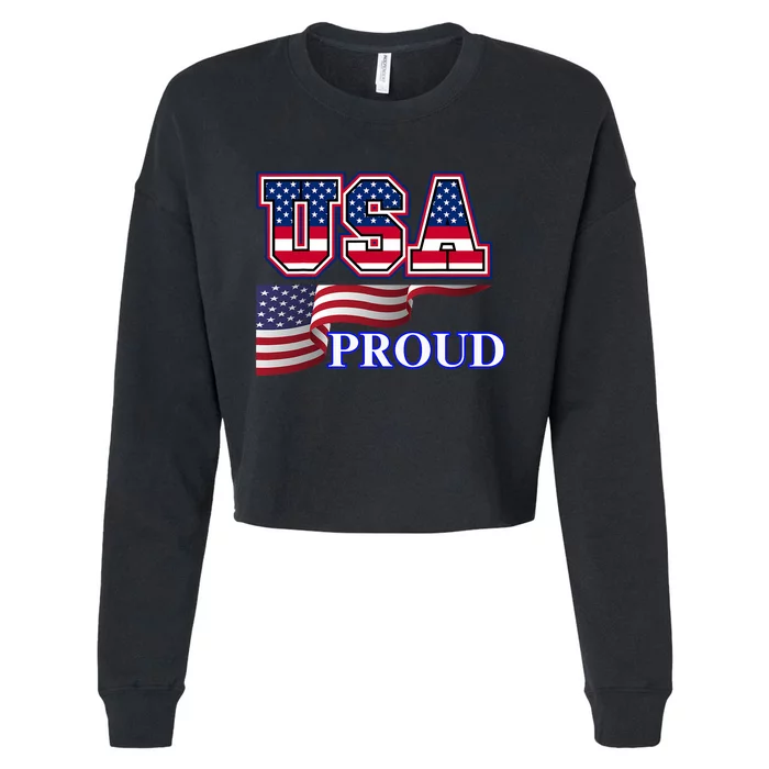 Adult Usa Proud National American Flag Pride Cropped Pullover Crew