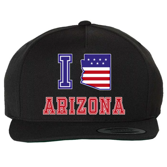 Arizona Usa Patriotic Usa Flag I Love Arizona Gift Wool Snapback Cap