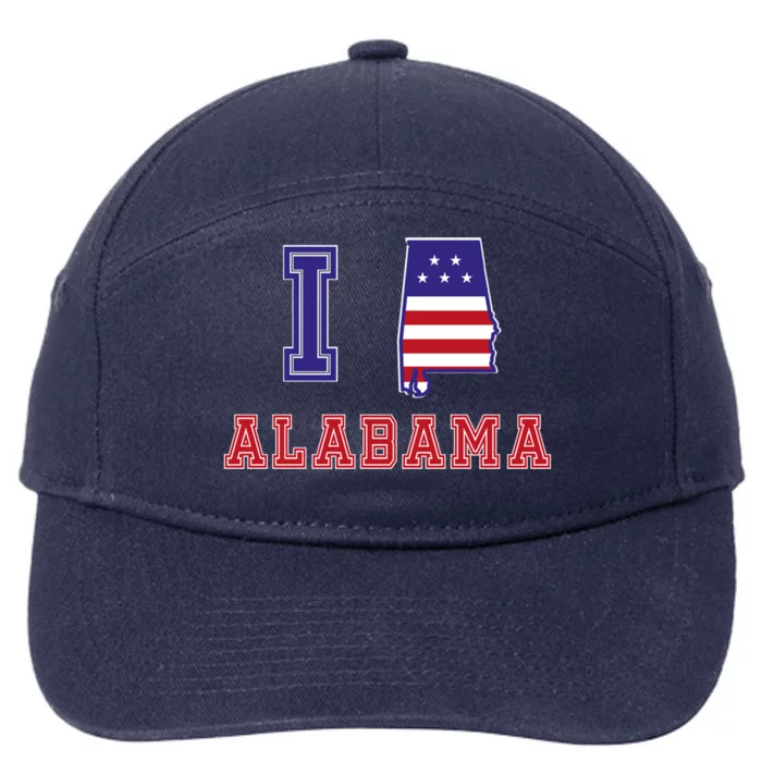 Alabama Usa Patriotic I Love Alabama Meaningful Gift 7-Panel Snapback Hat