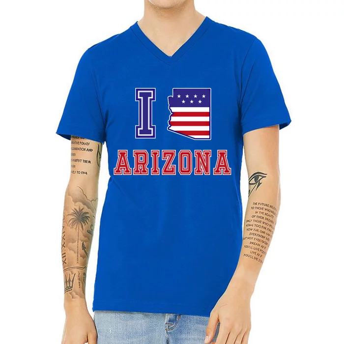 Arizona Usa Patriotic Usa Flag I Love Arizona Gift V-Neck T-Shirt