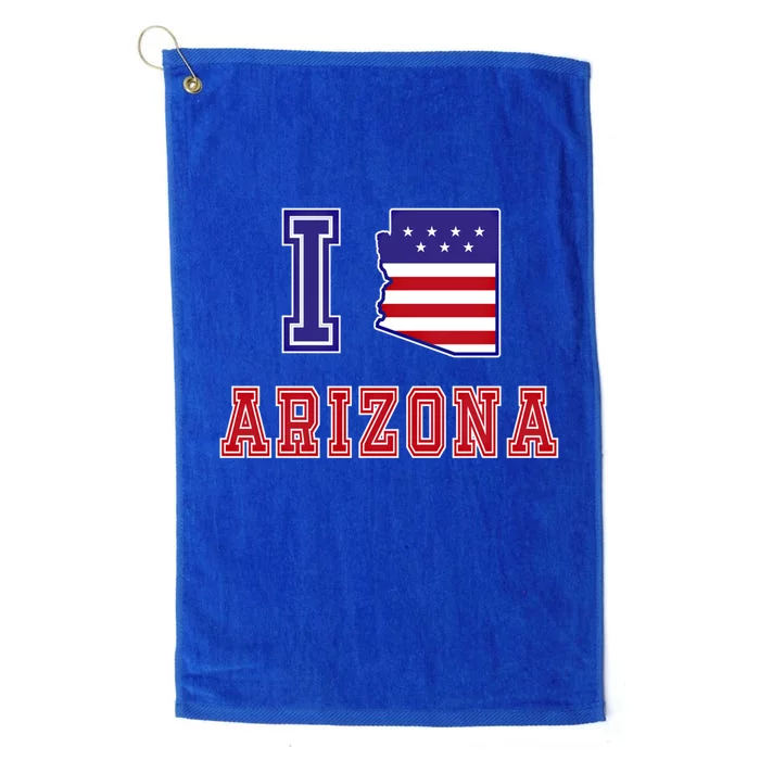 Arizona Usa Patriotic Usa Flag I Love Arizona Gift Platinum Collection Golf Towel