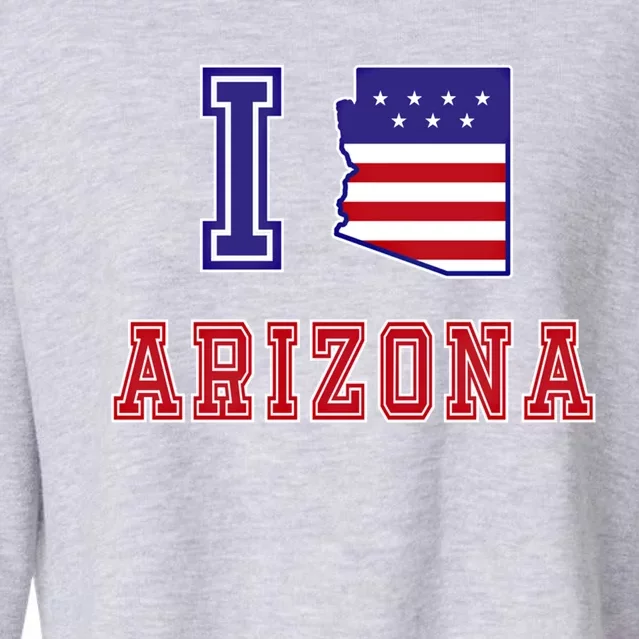 Arizona Usa Patriotic Usa Flag I Love Arizona Gift Cropped Pullover Crew