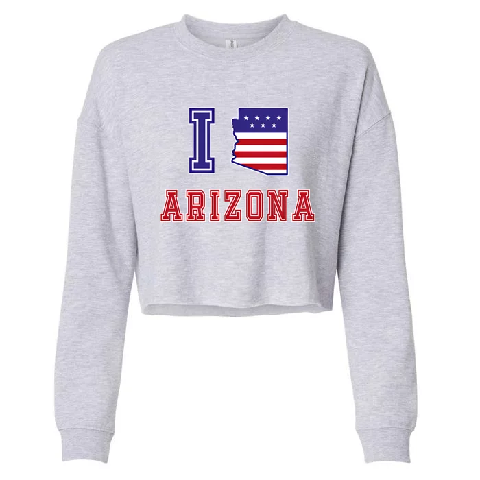 Arizona Usa Patriotic Usa Flag I Love Arizona Gift Cropped Pullover Crew