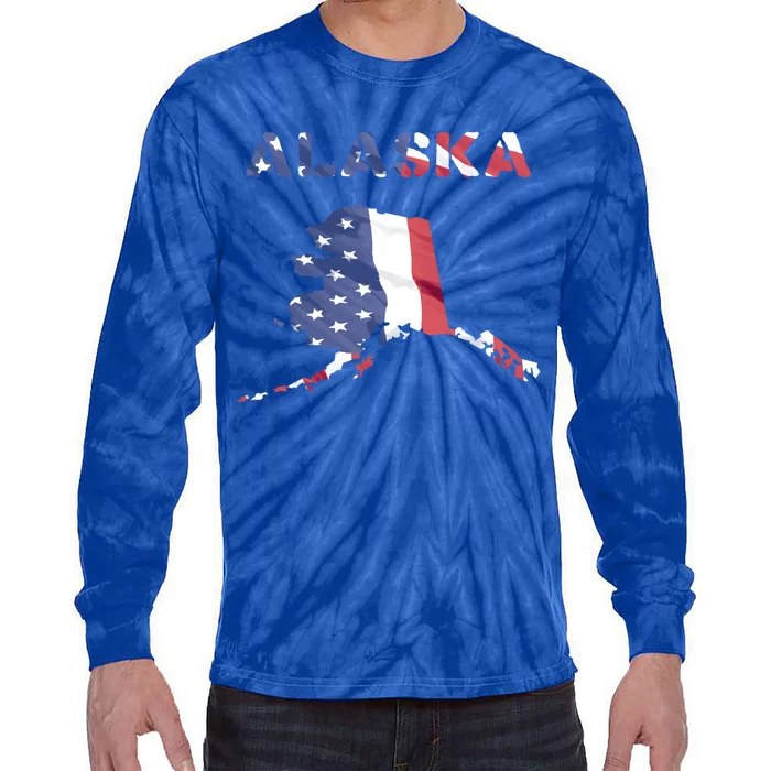 Alaska Usa Proud United States America Patriot Flag Us Gold Gift Tie-Dye Long Sleeve Shirt