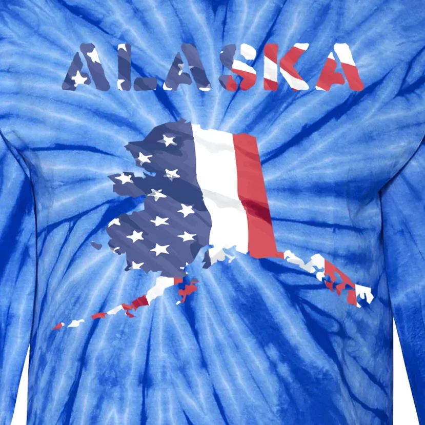 Alaska Usa Proud United States America Patriot Flag Us Gold Gift Tie-Dye Long Sleeve Shirt