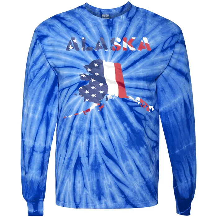 Alaska Usa Proud United States America Patriot Flag Us Gold Gift Tie-Dye Long Sleeve Shirt