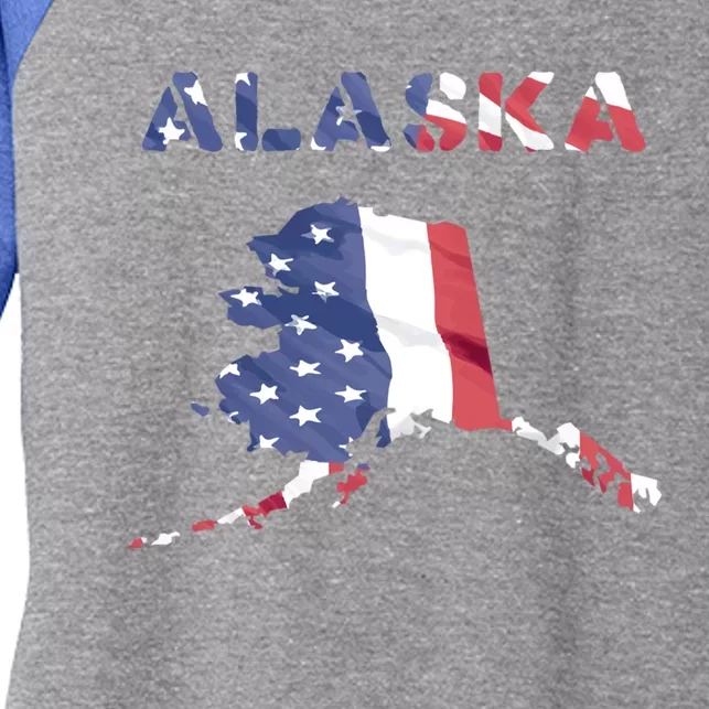 Alaska Usa Proud United States America Patriot Flag Us Gold Gift Women's Tri-Blend 3/4-Sleeve Raglan Shirt