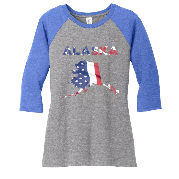 Alaska Usa Proud United States America Patriot Flag Us Gold Gift Women's Tri-Blend 3/4-Sleeve Raglan Shirt