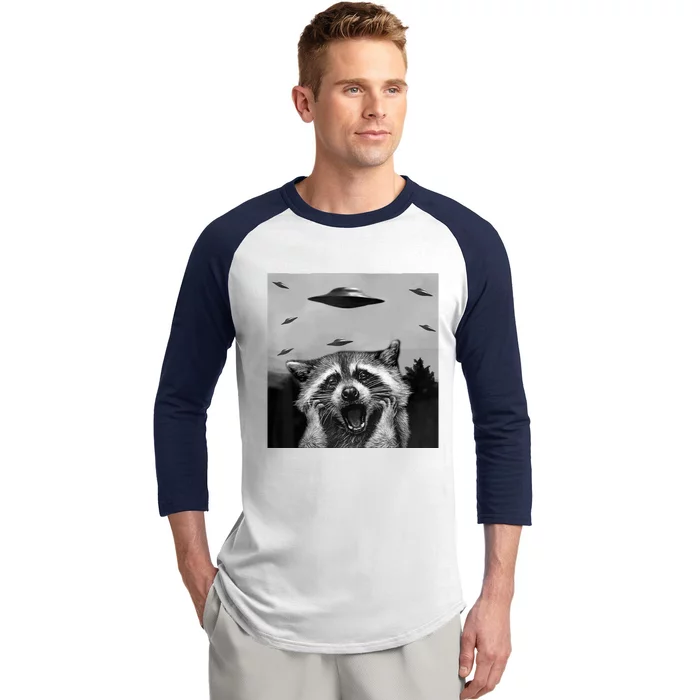 Alien Ufo Raccoon Baseball Sleeve Shirt