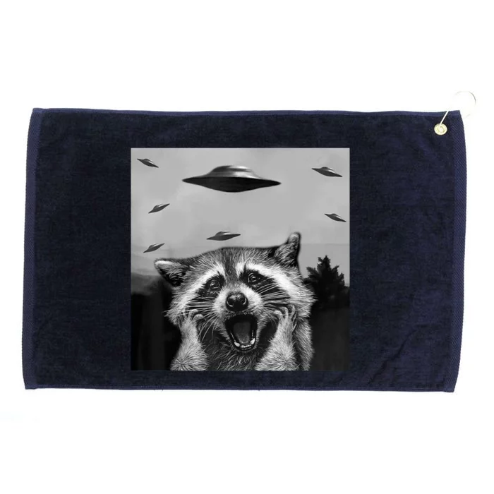 Alien Ufo Raccoon Grommeted Golf Towel