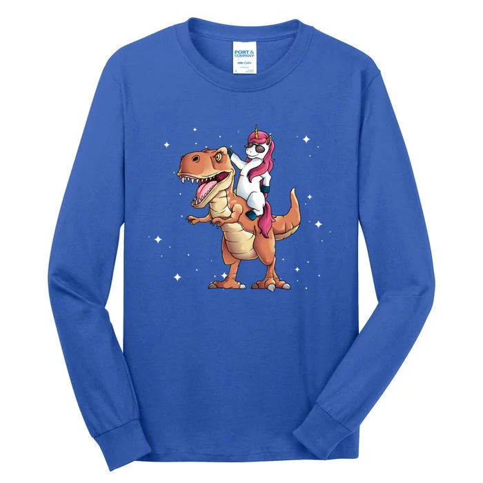 Awesome Unicorn Riding Trex Dinosaur Rawr Magical Gift Tall Long Sleeve T-Shirt