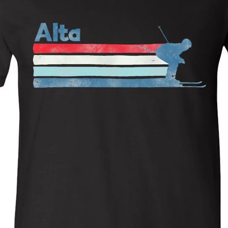 Alta Utah Retro Ski V-Neck T-Shirt