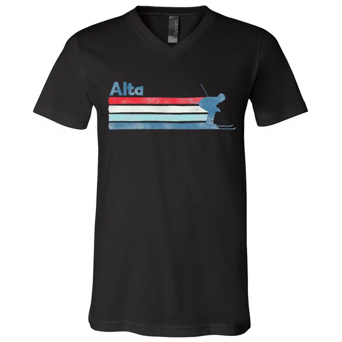 Alta Utah Retro Ski V-Neck T-Shirt