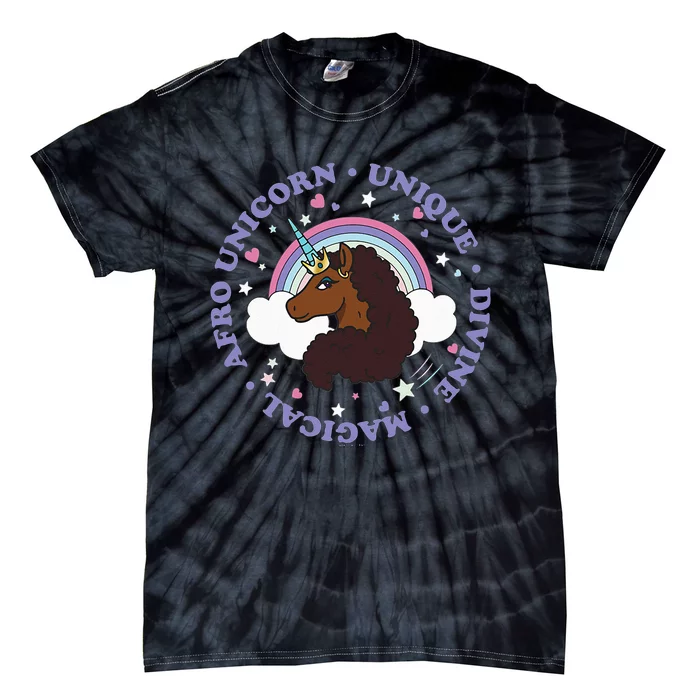 Afro Unicorn Rainbow Cloud Unique Magical Divine V2 Tie-Dye T-Shirt