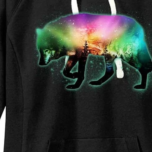 Aurora Borealis Wolf Wilderness Women's Fleece Hoodie