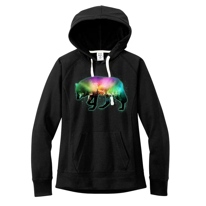 Aurora Borealis Wolf Wilderness Women's Fleece Hoodie